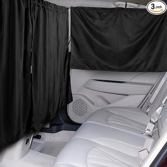 Set of 3 Car Privacy Curtains for Sunshade and Privacy