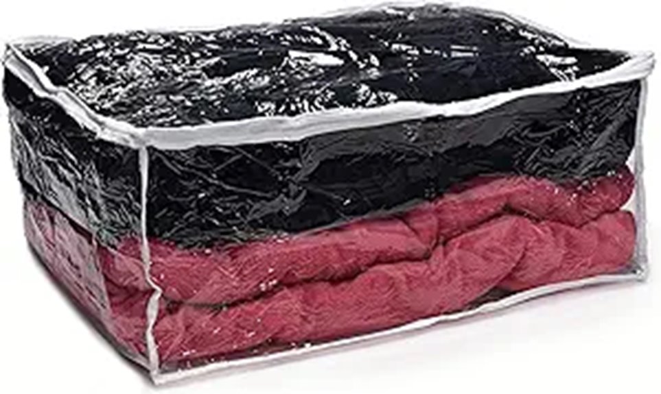 Laundry Blanket Storage Bags - Zippered Clear Plastic 90L