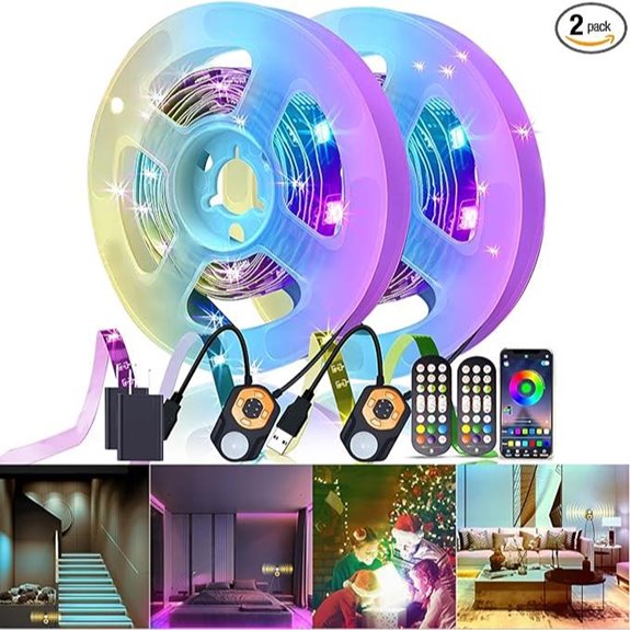 RGB LED Strip Lights with Motion Sensor and App Control