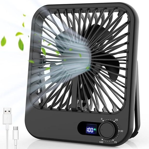 Small Rechargeable 100-Speed Portable Desk Fan