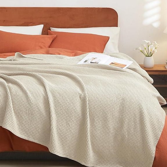 PHF Cotton Waffle Weave Queen Blanket for Bed