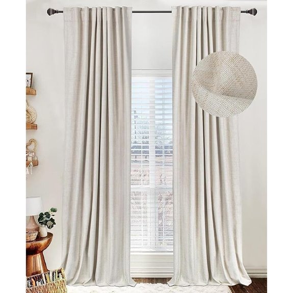 Blackout Linen Curtains 2 Panels 50x84 Cream
