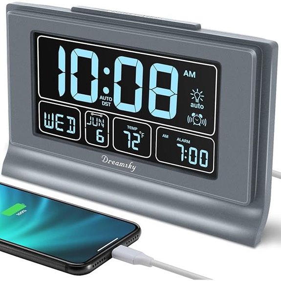 DreamSky Digital Alarm Clock with USB Charging