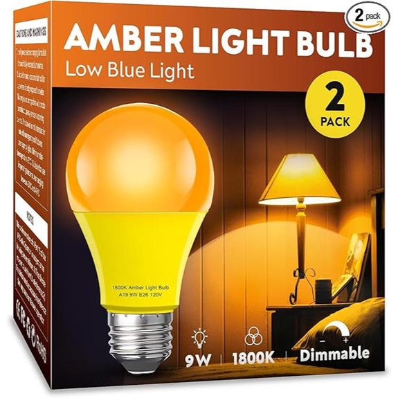 Amber Sleep Light Bulb 2 Pack Dimmable Warm 9W