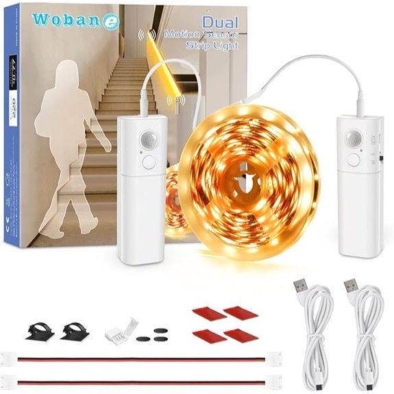 WOBANE Dual Motion Sensor Under Bed LED Lights