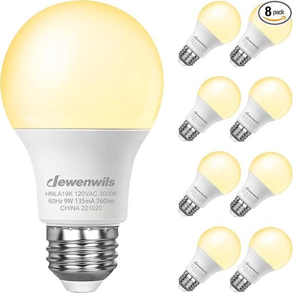 DEWENWILS 8-Pack A19 LED Light Bulbs 760LM