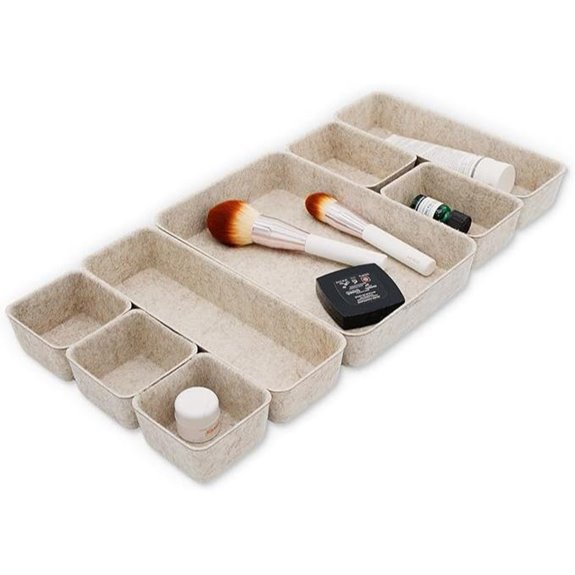 Welaxy 8-Piece Beige Desk Drawer Organizer Tray