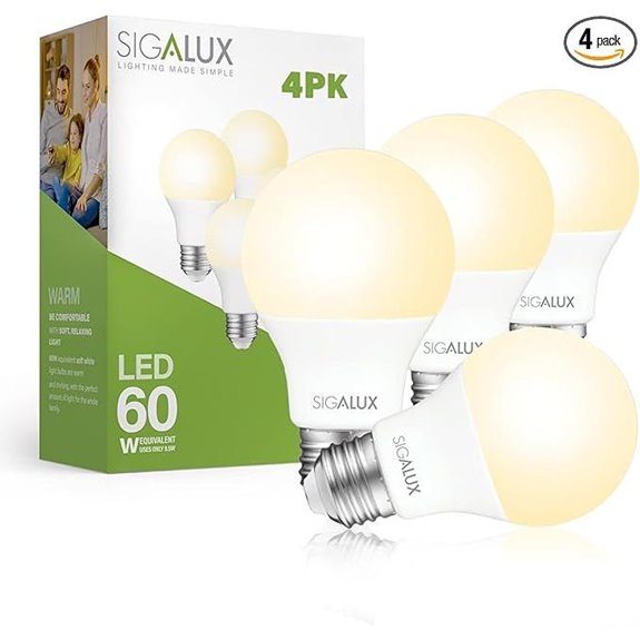 Sigalux 4-Pack 9.5W A19 LED Light Bulbs