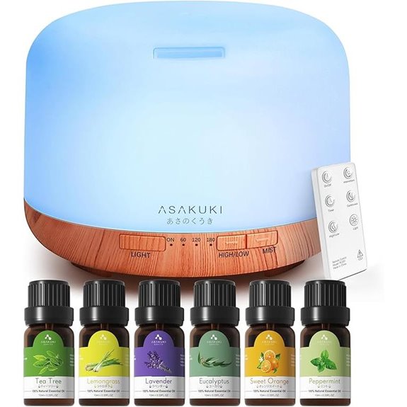ASAKUKI Oil Diffuser with Essential Oils Set