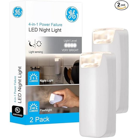 GE 4-in-1 Night Light & Emergency Flashlight (2 Pack)