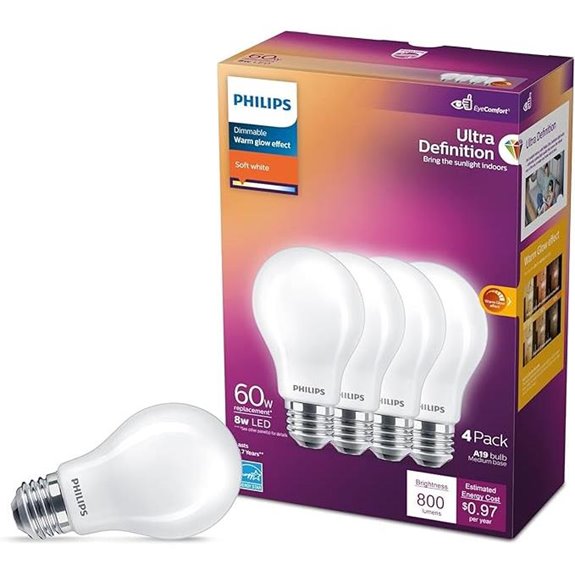 Philips 4-Pack 60W Equivalent Soft White LED Bulbs