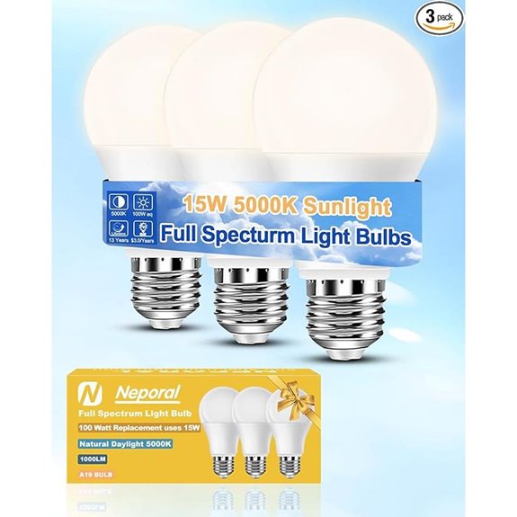 Neporal Full Spectrum LED Light Bulb 3-Pack