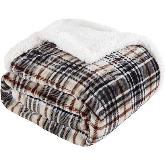 Touchat Sherpa Plaid Fuzzy Throw Blanket (60x70)