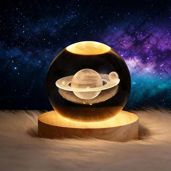HappyHaves Galaxy Crystal Night Light with Wooden Base