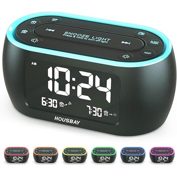 HOUSBAY Glow Alarm Clock with Night Light & FM Radio