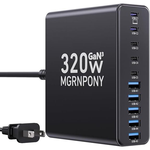 320W USB C Charging Station with 10 Ports