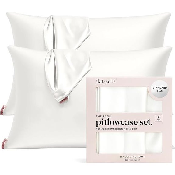 Kitsch Satin Pillowcase Set of 2 Queen Ivory