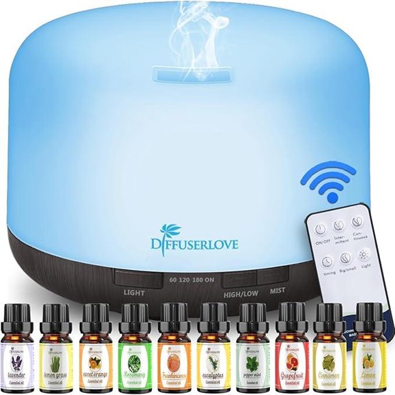 Diffuserlove 500ML Essential Oil Diffuser with LED Lights