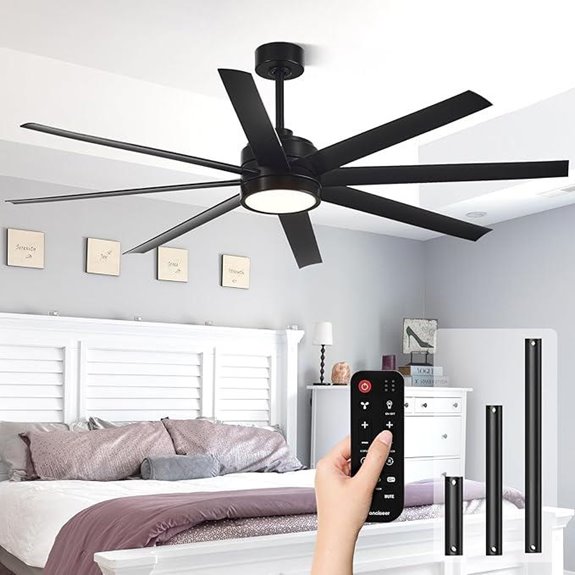 Modern 65-Inch Ceiling Fan with Lights and Remote