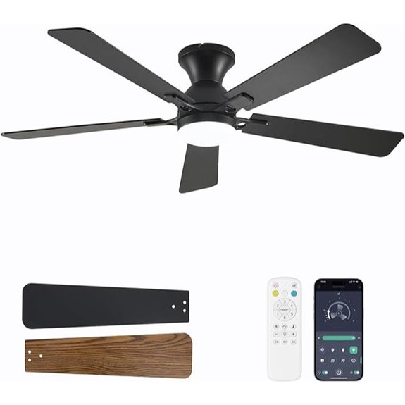 52-Inch Flush Mount Ceiling Fan with Light and Remote