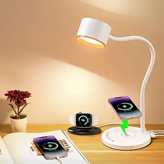 LED Desk Lamp with USB-C Wireless Charger & Dimming