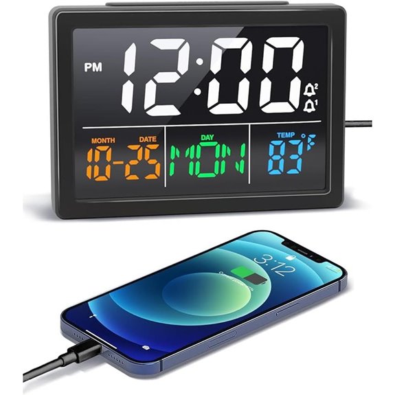 Digital Alarm Clock with LED Display and USB Charging
