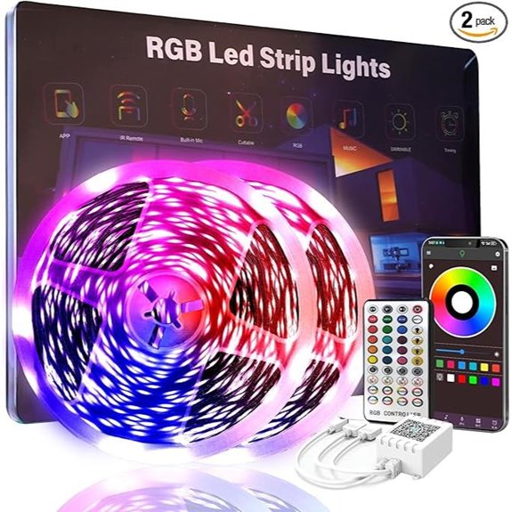 200 FT RGB LED Strip Lights with Remote and Bluetooth