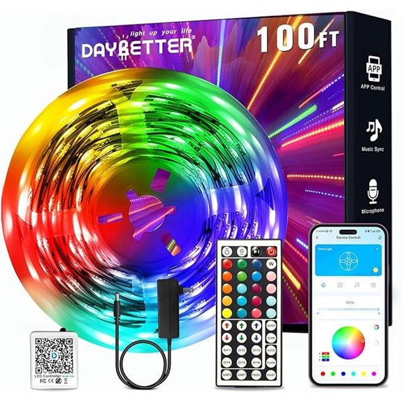 DAYBETTER 100ft RGB LED Strip Lights with App Control