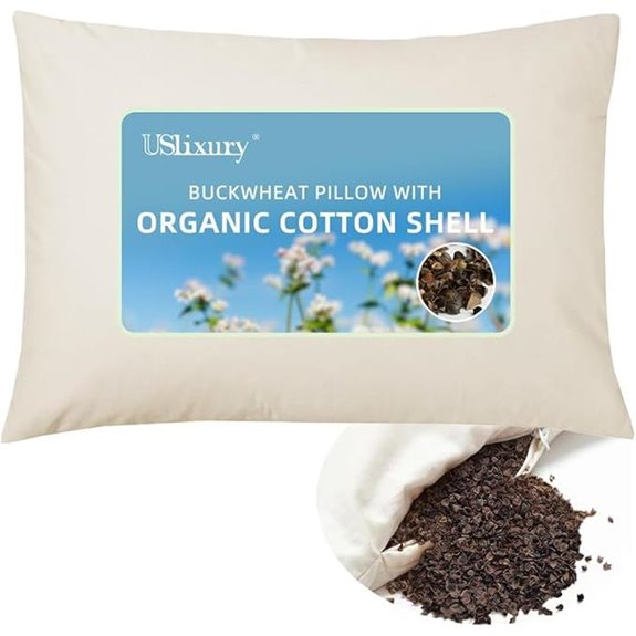 USlixury Buckwheat Hull Pillow with Organic Cover