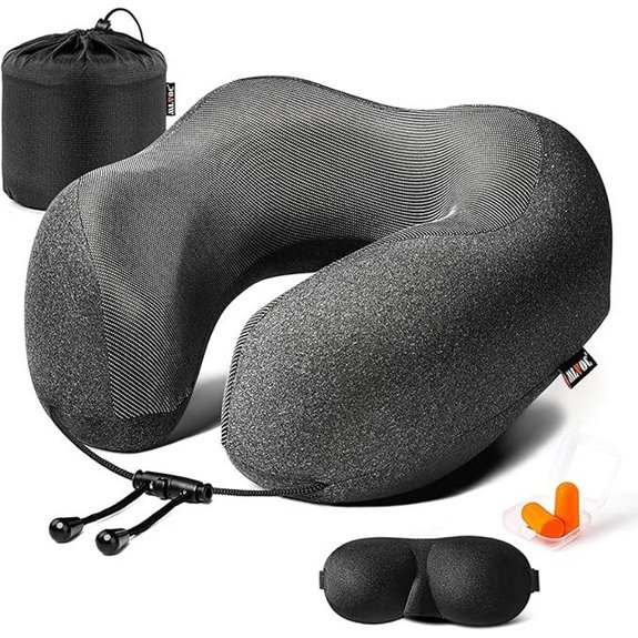 MLVOC Memory Foam Travel Pillow Set with Eye Masks