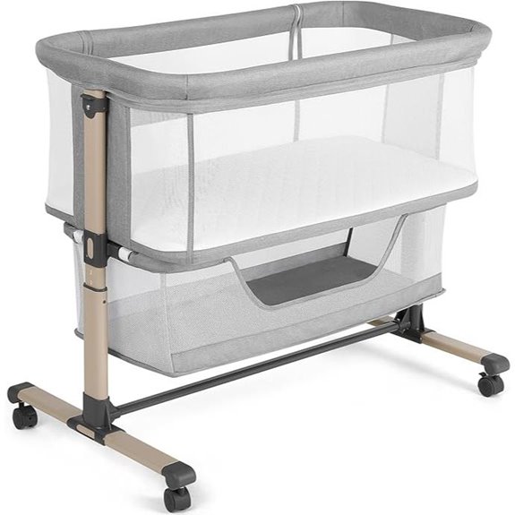 Cowiewie Portable Baby Bedside Bassinet Light Grey