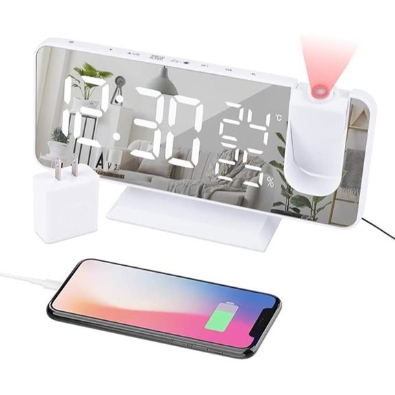 Projection Alarm Clock with USB and Large LED Screen
