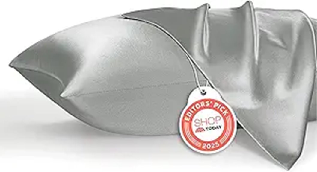 Bedsure Satin Pillowcases Queen Size Silver Grey 2-Pack