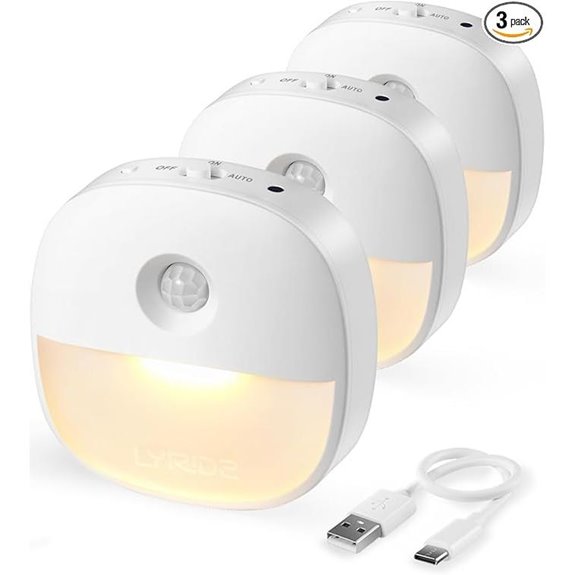 Lyridz Rechargeable Motion Sensor Night Light (3-Pack)