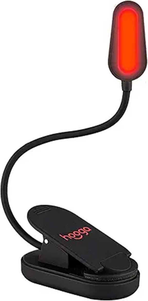 Hooga Red LED Book Light for Reading in Bed