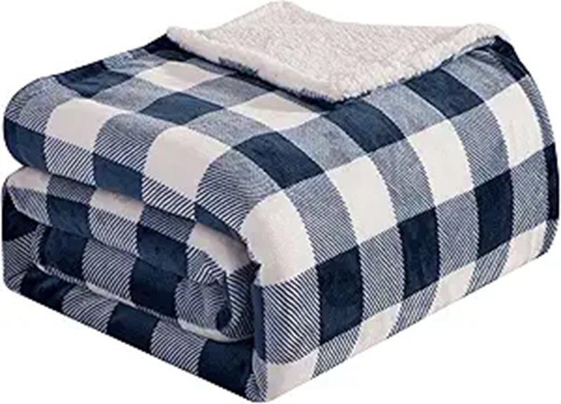 Elegant Comfort Reversible Buffalo Plaid Sherpa Blanket