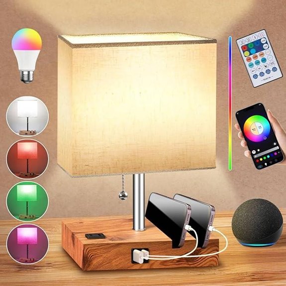 Smart RGB Dimmable Table Lamp with Charging & Alexa
