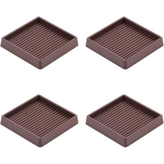 3X3 Rubber Caster Cups Non Slip Furniture Pads