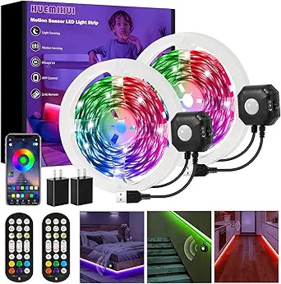 Motion Sensor RGB LED Strip Lights for Bed and Closet