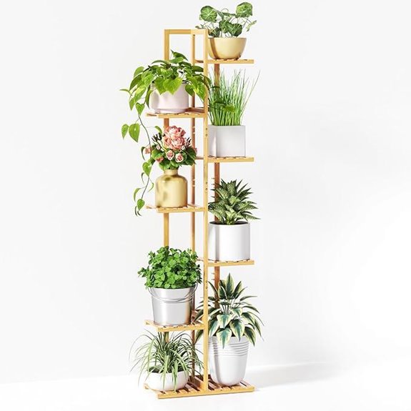 ROSSNY 55-Inch Indoor 7-Tier Bamboo Plant Stand