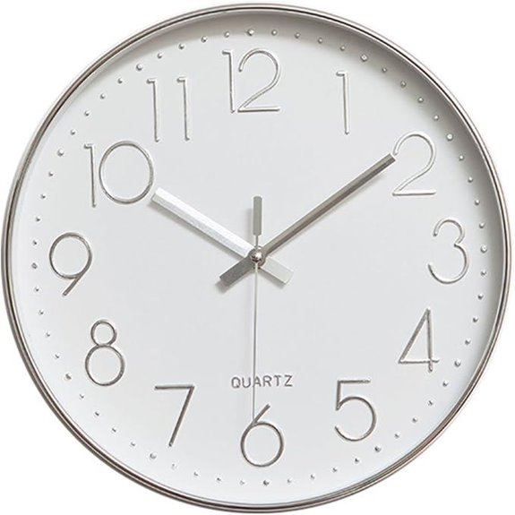 Jomparis 12 Silent Sweep Wall Clock Silver Frame