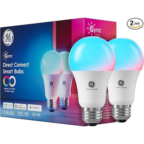 GE Cync A19 LED Smart Light Bulbs (2 Pack)