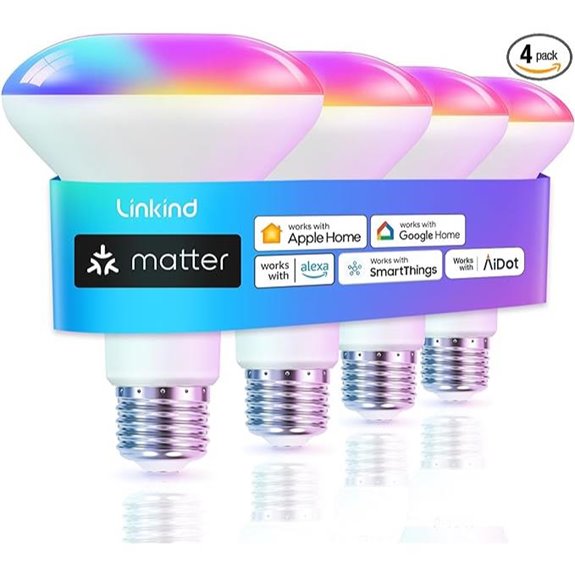 Linkind Matter BR30 Smart RGB Flood Light Bulbs (4-Pack)
