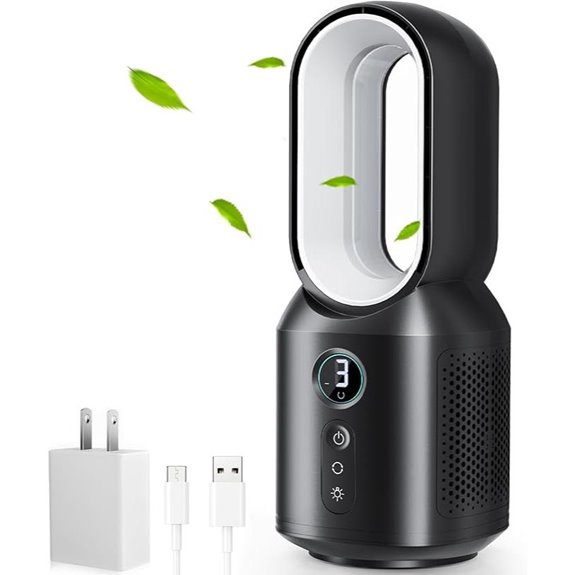 Let'me 13-Inch Bladeless Desk Fan with Night Light