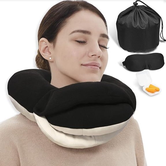 BUYUE Travel Neck Pillow Kit with Eye Mask and Earplugs
