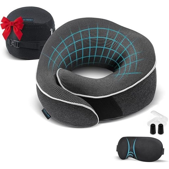 Proglobe Travel Neck Pillow with Eye Mask & Earplugs