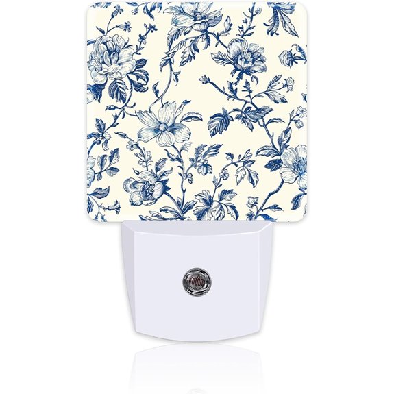 Vintage Blue Floral Night Light for Kids and Home