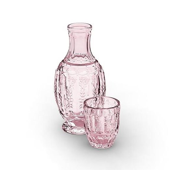 Vintage Pink Carafe & Tumbler Set for Water or Juice