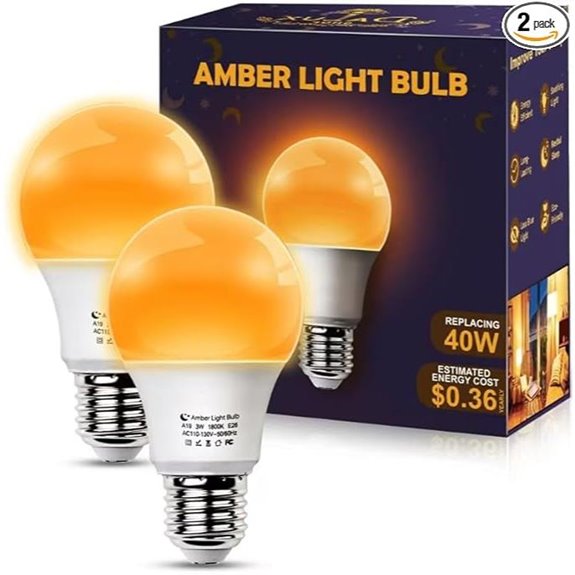 Amber Sleep Light Bulbs 2 Pack Warm E26 Dim Lights