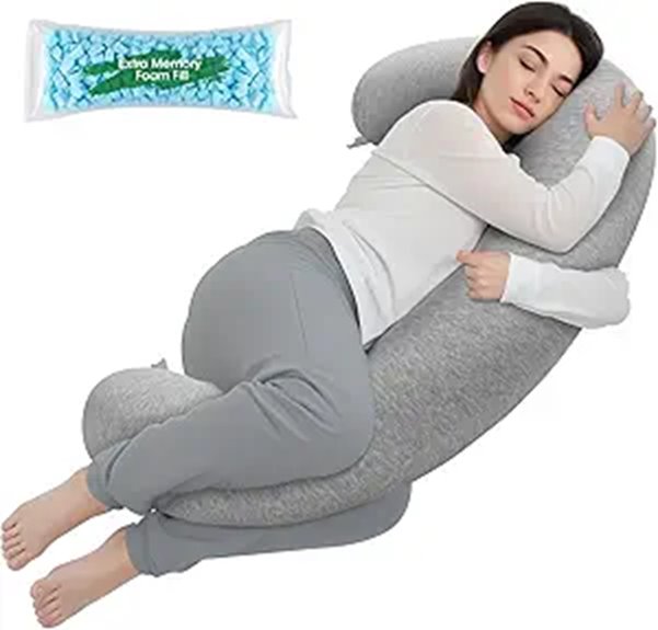 Memory Foam Body Pillow C-Shape Washable Cover